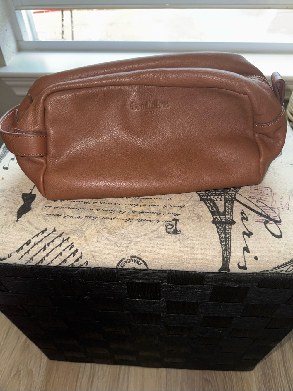 Goodfellow & Co Brown Pebbled Leather Dopp Kit